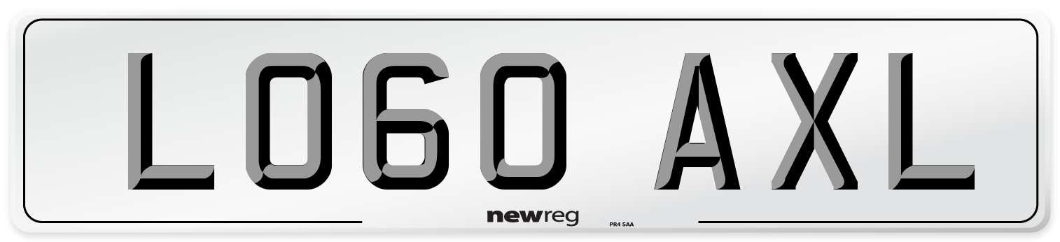 LO60 AXL Number Plate from New Reg